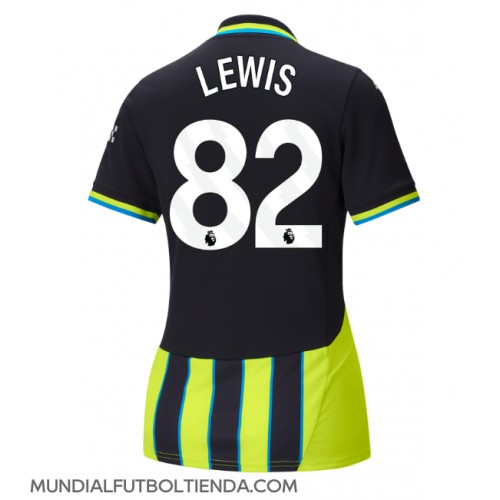 Camiseta Manchester City Rico Lewis #82 Segunda Equipación Replica 2024-25 para mujer mangas cortas